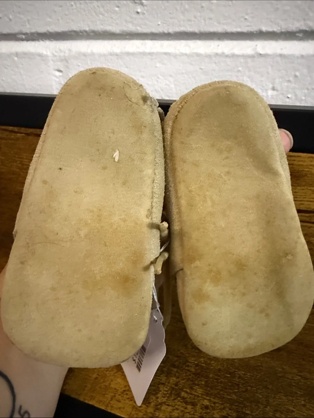 Baby Suede Moccasin Shoes in Beige - Soft Lace-Up Comfort